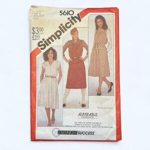 1982 Simplicity Sewing Pattern 5610 Dress Jumper Sz 12 14 16 FF Uncut NOS